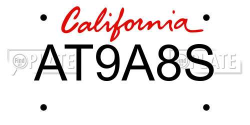 AT9A8S California License Plate