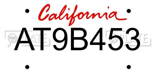 AT9B453 California License Plate