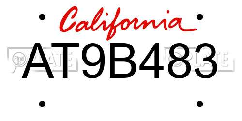AT9B483 California License Plate