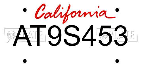 AT9S453 California License Plate