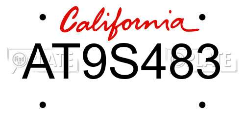AT9S483 California License Plate