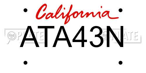 ATA43N California License Plate