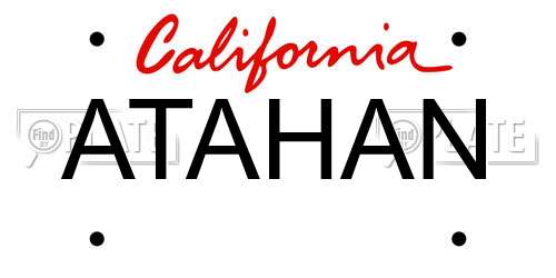 ATAHAN California License Plate