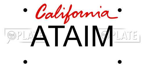 ATAIM California License Plate