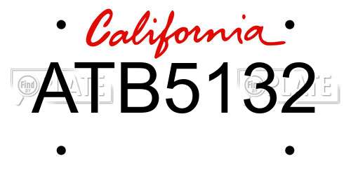 ATB5132 California License Plate