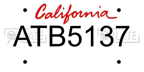 ATB5137 California License Plate
