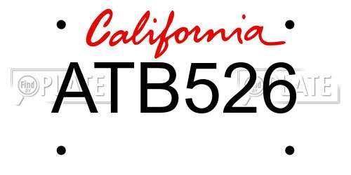 ATB526 California License Plate