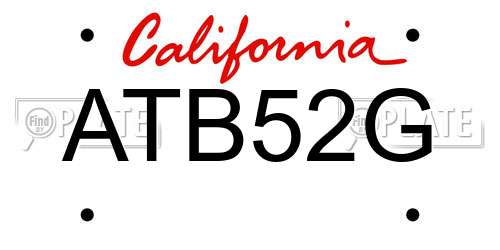 ATB52G California License Plate