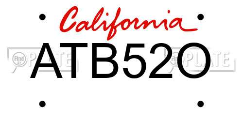 ATB52O California License Plate