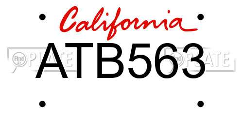 ATB563 California License Plate