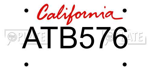 ATB576 California License Plate