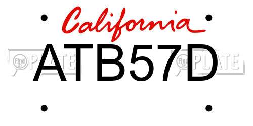 ATB57D California License Plate