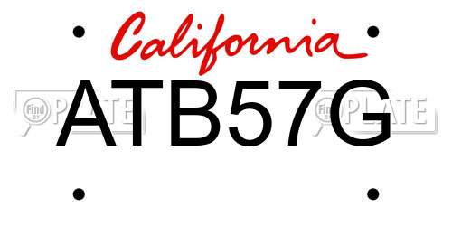 ATB57G California License Plate