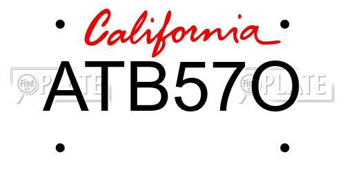 ATB57O California License Plate