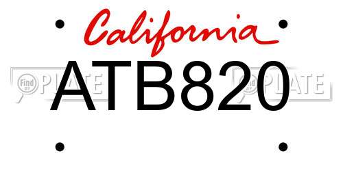 ATB820 California License Plate