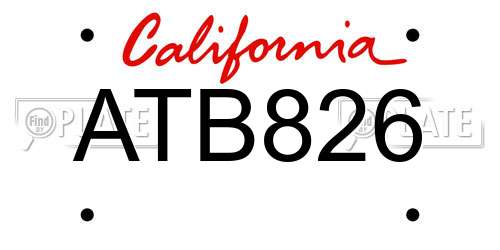 ATB826 California License Plate