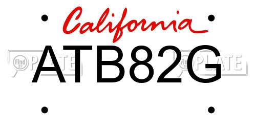 ATB82G California License Plate