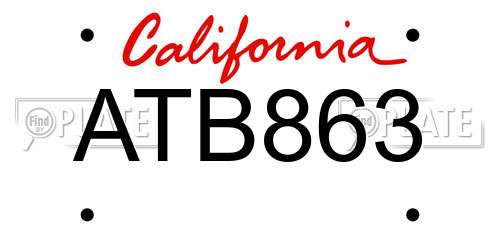 ATB863 California License Plate