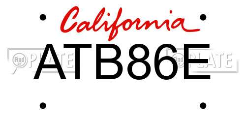 ATB86E California License Plate