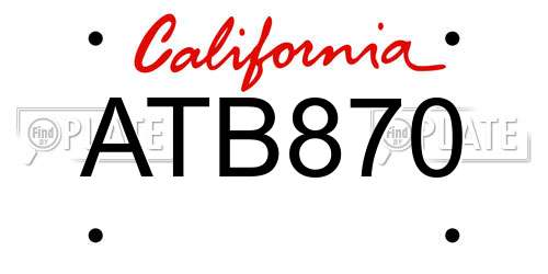 ATB870 California License Plate