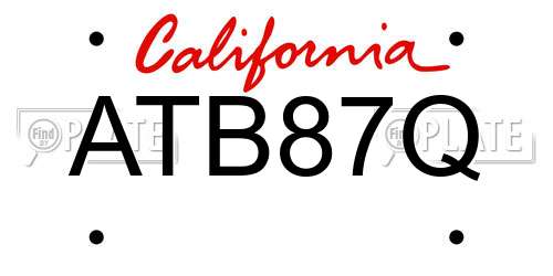 ATB87Q California License Plate