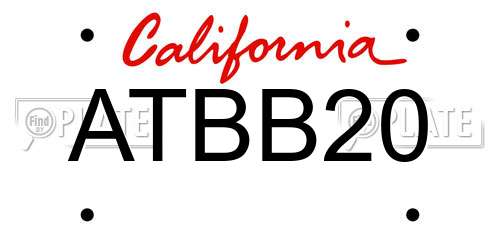 ATBB20 California License Plate