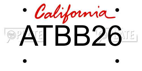 ATBB26 California License Plate