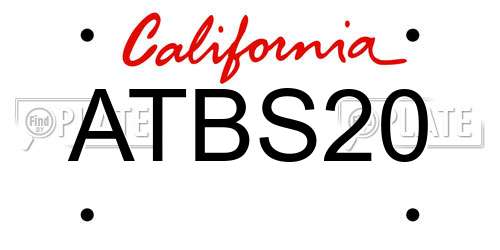 ATBS20 California License Plate