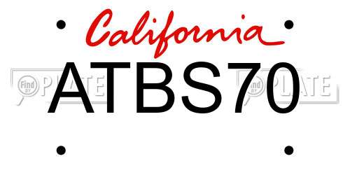 ATBS70 California License Plate