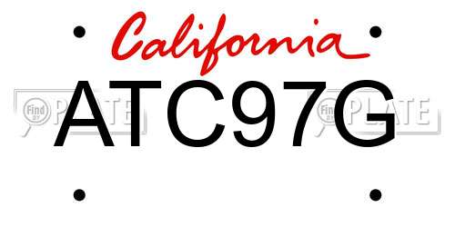ATC97G California License Plate