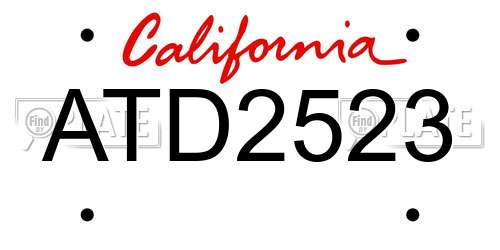 ATD2523 California License Plate