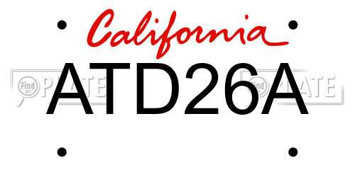 ATD26A California License Plate