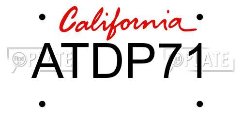 ATDP71 California License Plate