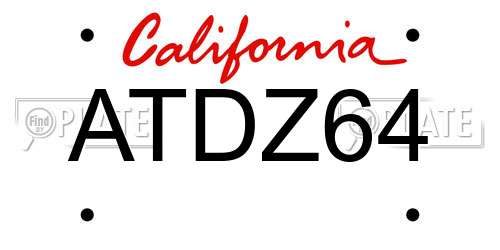 ATDZ64 California License Plate