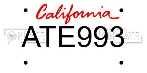ATE993 California License Plate