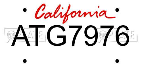 ATG7976 California License Plate