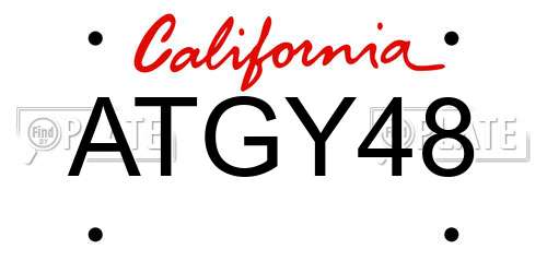 ATGY48 California License Plate
