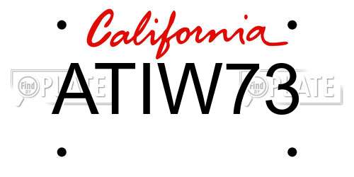 ATIW73 California License Plate