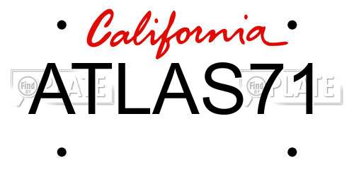 ATLAS71 California License Plate