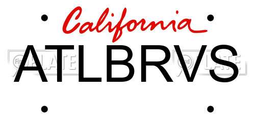 ATLBRVS California License Plate