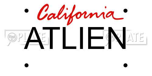 ATLIEN California License Plate