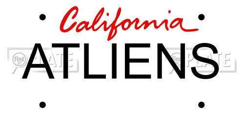 ATLIENS California License Plate