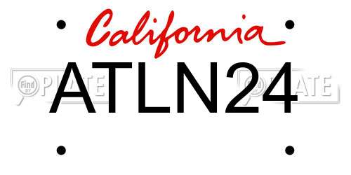 ATLN24 California License Plate