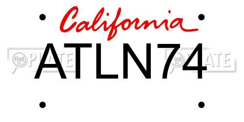 ATLN74 California License Plate