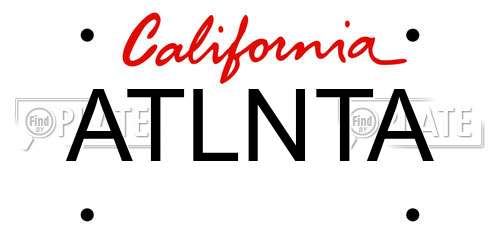 ATLNTA California License Plate