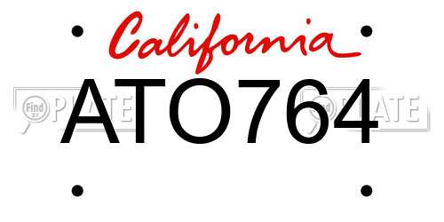 ATO764 California License Plate