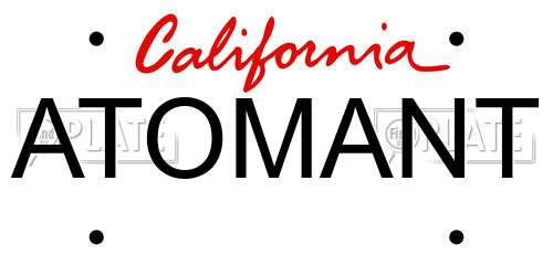 ATOMANT California License Plate