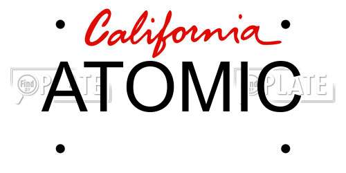 ATOMIC California License Plate