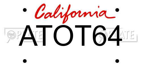 ATOT64 California License Plate