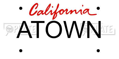 ATOWN California License Plate